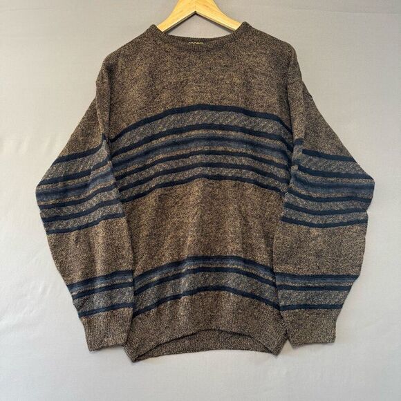 Cooper Knitwear Men’s Striped Round Neck Knit Sweater Size Large - Picture 1 of 7